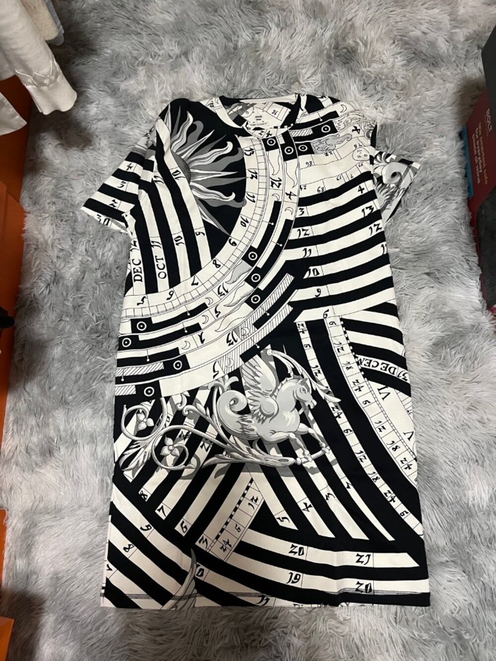 Hermès Astrologie Print Dress Black/White FR36 – Brand New